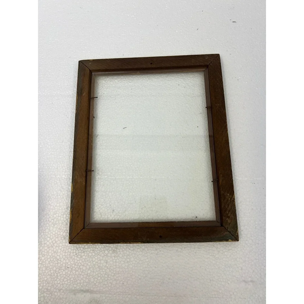 Vintage Art Deco Nouveau Gold Wood Picture Frame w Glass 7x9 gilt 1930s 1940s